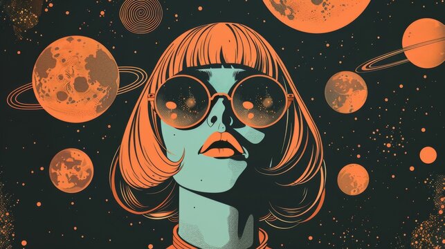 Psychedelic 70s inspired illustration featuring whimsical elements and a groovy slogan perfect for graphic tees stickers or posters 2D cartoon style