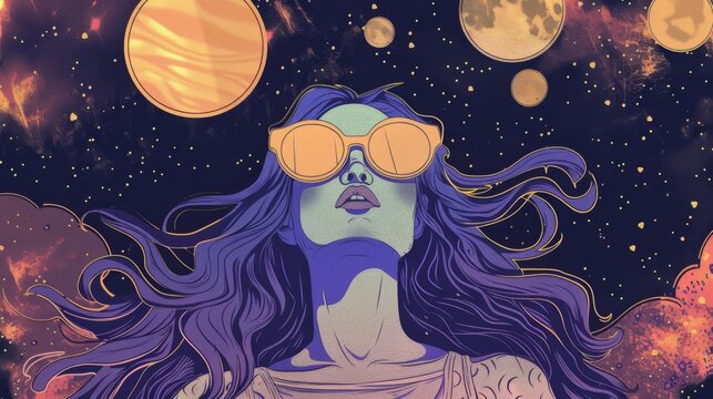 Psychedelic 70s inspired illustration featuring whimsical elements and a groovy slogan perfect for graphic tees stickers or posters 2D cartoon style