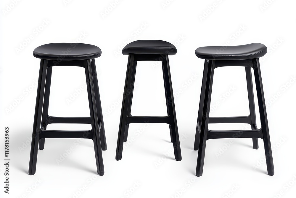 Wall mural Black bar stool against white backdrop various perspectives