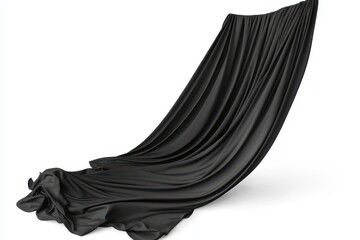 Naklejka premium Black drapery displayed on white background separated with clipping path