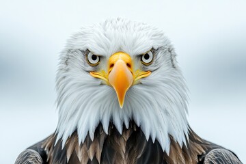 Obraz premium Close-up of a bald eagle's head showing its distinctive features