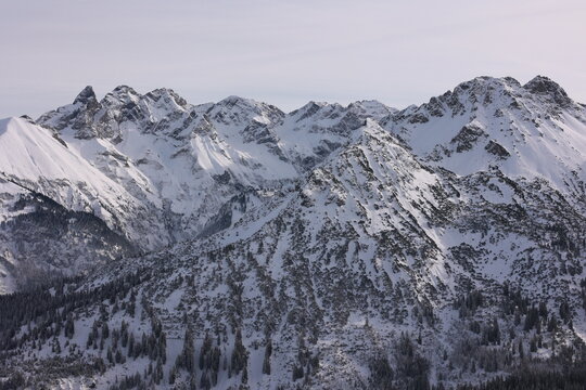 The snow-covered mountains are majestic and breathtaking