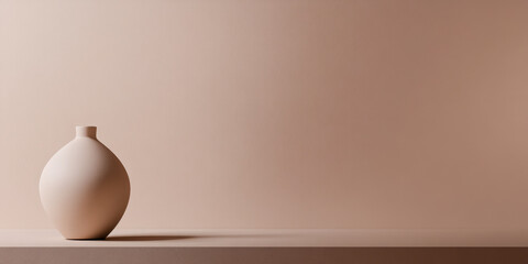 Minimalist Interior Design with White Vases and Pantone Mocha Mousse Wall