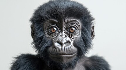 Fototapeta premium A close-up view of a gorilla's facial features on a clean white background