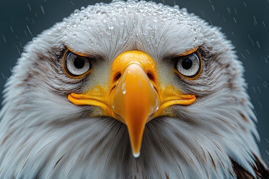A close-up shot of a bald eagle's facial features, suitable for use in wildlife or conservation-related contexts