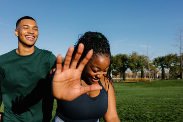 Friends spend time together while having fun during a day of sports