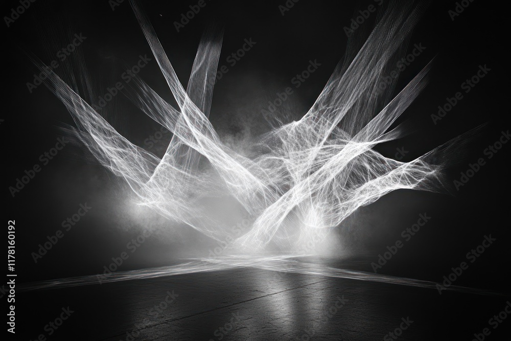 Poster dynamic light patterns create captivating effects in dark space during visual art performance. gener