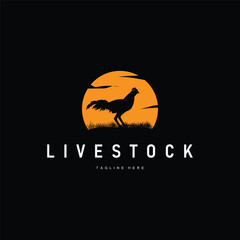 chicken logo illustration vintage design livestock farm chicken concept simple silhouette black illustration template