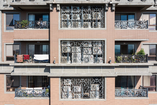 Residential Building with Multiple Air Conditioning Units Behind