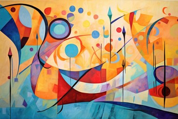 Abstract art inspired birthday banner showcasing vibrant colors and dynamic shapes, perfect for a festive celebration of joy and creativity