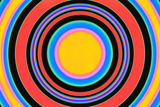 A Colorful Circles with a Yellow Frame Center