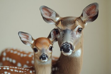 Obraz premium Two deer standing side by side in a natural environment