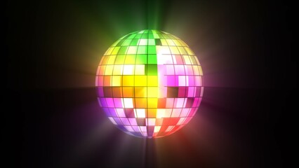 Vibrant pink disco ball reflecting colorful lights, perfect for party, dance, or celebration themes in stock photos.