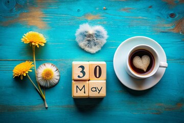 Surreal May 30th Calendar: Heart Coffee, Dandelion & Cubes