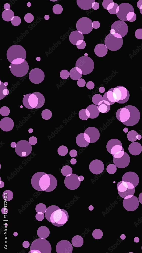 Poster Vertical video with Soft purple glowing bokeh particles scattered on a black background, creating a dreamy atmosphere
