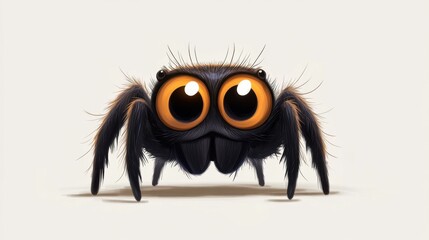 Fototapeta premium Adorable Cartoon Spider with Big Orange Eyes Digital Art Illustration