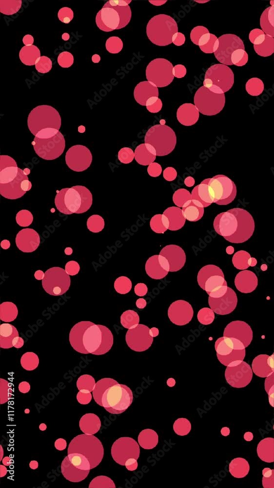 Leinwandbilder vertical video with soft red glowing bokeh light particles scattered on a black background, creating