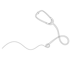 One continuous line drawing of stethoscope. Single line of stethoscope vector illustration