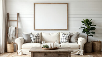 Rustic Charm: Wall Art Mockup in a Cozy Space