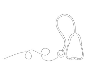 One continuous line drawing of stethoscope. Single line of stethoscope vector illustration