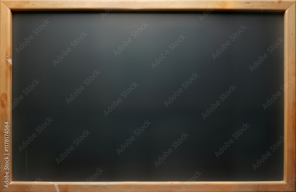 Poster blank black chalkboard with wooden frame. empty space for messages. suitable for education business 