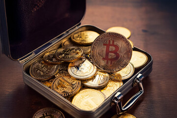 Crypto Stacks in front of stock exchange curve