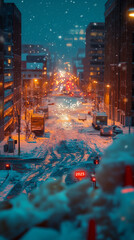 "2025" in icy snow, glowing softly amid construction lights-2