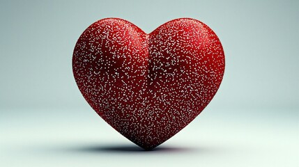 Obraz premium Red Heart Symbol: A 3D rendering of a textured red heart, perfect for Valentine's Day, love, and romantic themes. The intricate detailing adds depth and visual interest. 