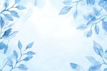 A delicate watercolor illustration of leaves against a calming blue background