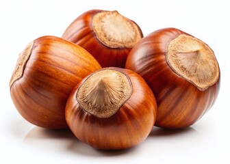 Three Filberts, Hazelnuts, Nuts, Food, White Background - High Resolution Stock Photo