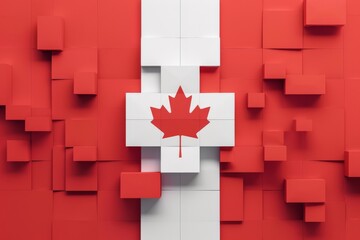 Canadian flag abstract cubes art