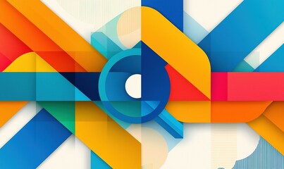 Obraz premium Abstract geometric background with colorful intersecting lines and shapes for modern design projects.