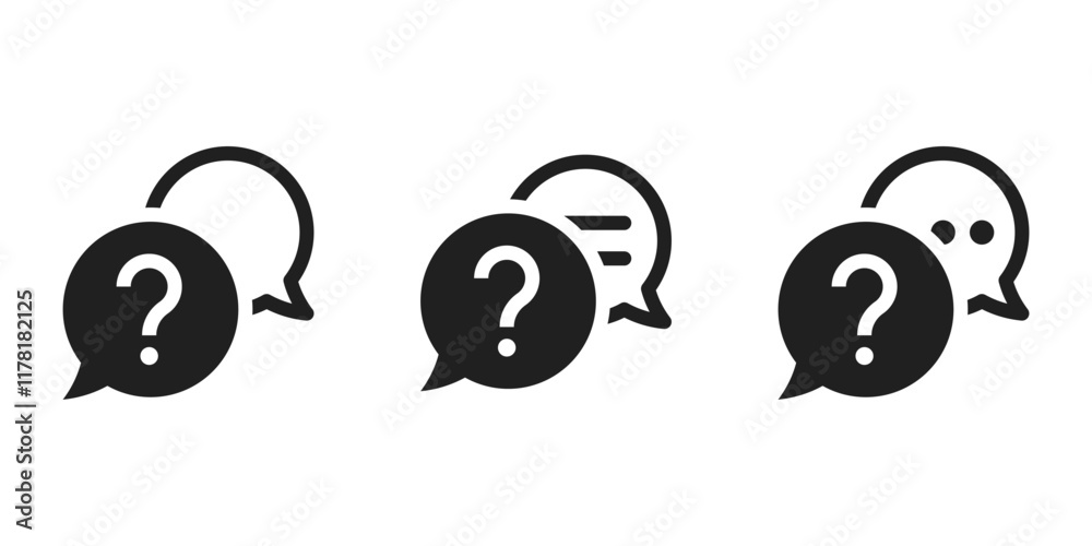 Poster question mark icon in speech bubble. chat message speech bubble icon symbol , ask faq icons ; help, support, service - talk message Bubble chat speech text box icon , communication background