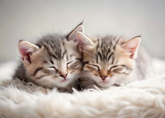 Two Adorable Kittens Napping: Minimalist Pet Photography