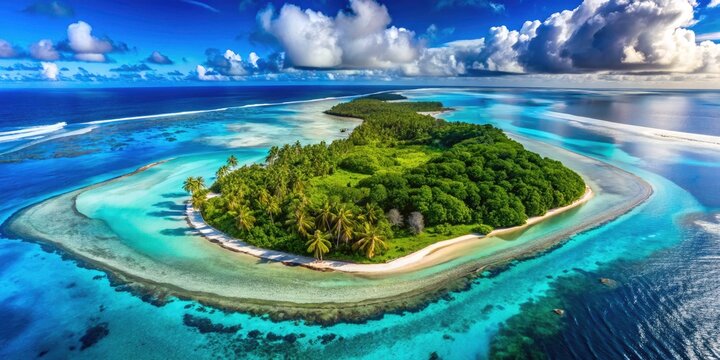 High-resolution satellite and drone imagery reveals the Cook Islands' stunning blue lagoon: a pristine paradise.