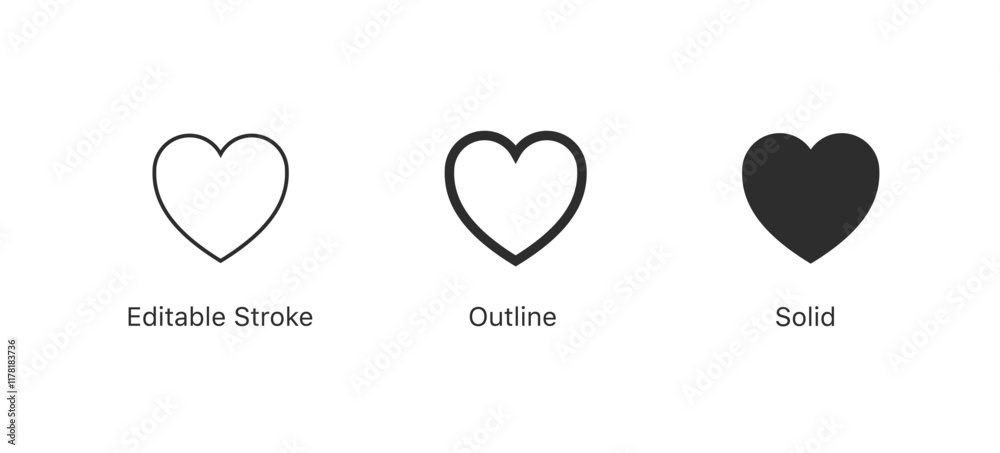 Aufkleber heart icon symbol . like love icon buttons. add to favorites icon . social media notification icons 