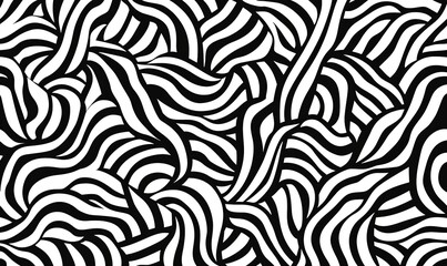 Obraz premium Black and white abstract line pattern background for design, print, or web use.
