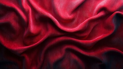 Obraz premium Draped Red Velvet Fabric Showing Texture and Depth