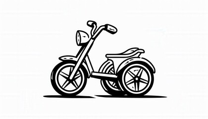Fototapeta premium A simple and playful line art drawing of a tricycle perfect for children's books toys or apparel designs. It evokes a sense of childhood fun and adventure.