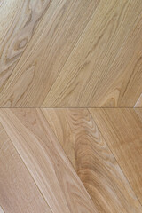 Elegant herringbone flooring showcases a blend of light wood shades