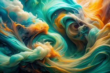 Obraz premium Vibrant Brazilian Teal Abstract: Swirling Color & Texture Study