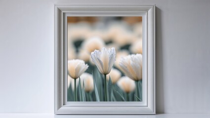 White Frame for Photo with Flowers