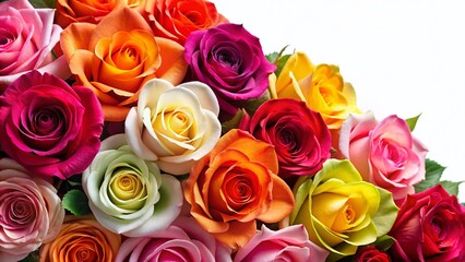 Fototapeta premium Vibrant Collection of Colorful Roses Isolated on White Background - PNG Stock Photo