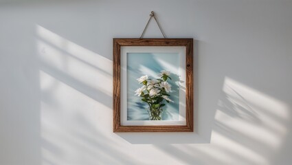 Wooden frame for a photo on the wall