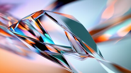Abstract artwork of colorful glass shards with vibrant reflections and dynamic modern design on a soft gradient background
