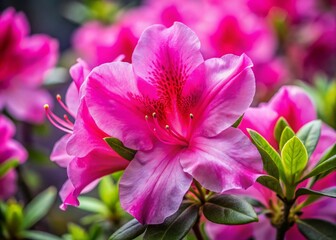 Fototapeta premium Vibrant Hot Pink Azalea Blossoms Close-Up Stock Photo