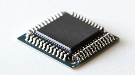 Shot of modern electronic components like memory chips and capacitors on a clean desk 