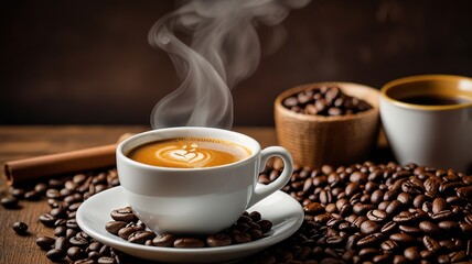 Coffee on caffe background