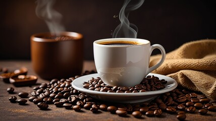 Coffee on caffe background
