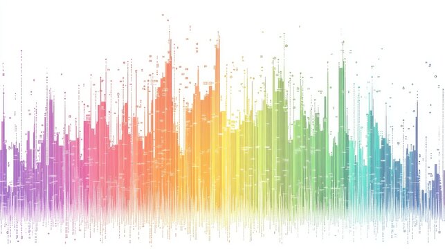 an abstract scatter plot clipart, statistical analysis element, artistic style, rainbow gradient, isolated on white background
